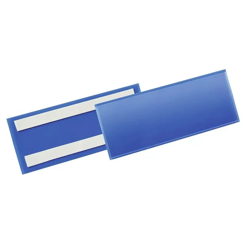 Selbstklebende Kennzeichnungstasche, 1/2 A5 quer, BxH innen 210x74 mm, Farbe dunkelblau, VE 50 Stück