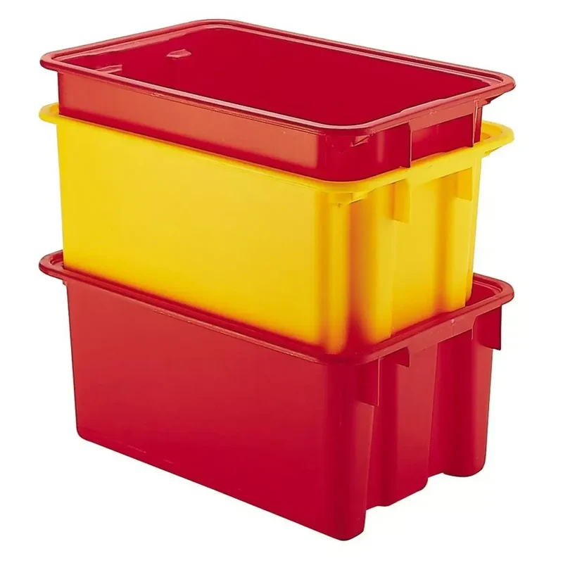 Drehstapelbehälter, PP, Boden+ Wände geschlossen, Volumen 65 l, LxBxH 600x400x350 mm, Farbe rot, VE 5 Stück