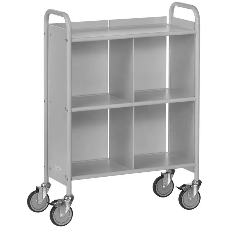Bürowagen 3 Böden, Mittelwand, Seitenwände, Rückwand, LxBxH810x385x1100 mm, Traglast 150kg, lichtgrau/hellgrau