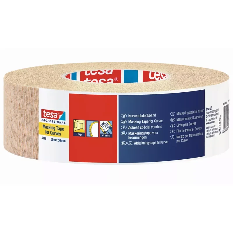 Tesakrepp-Abdeckband 4319, stark gekreppt, 50 m Rolle 25 mm