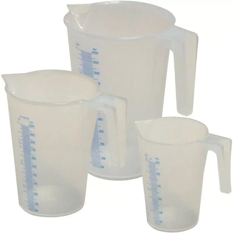 Messbecher Kunststoff PP Set 3-tlg. transparent 1 / 2 / 5 Liter Set