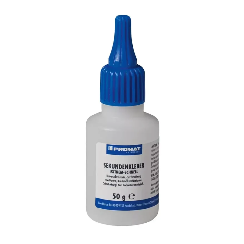 Sekundenkleber, Inhalt 50 g, zur extrem schnellen Sofortklebung von Gummi/Kunststoff, für Modellbau/Möbel, Flasche