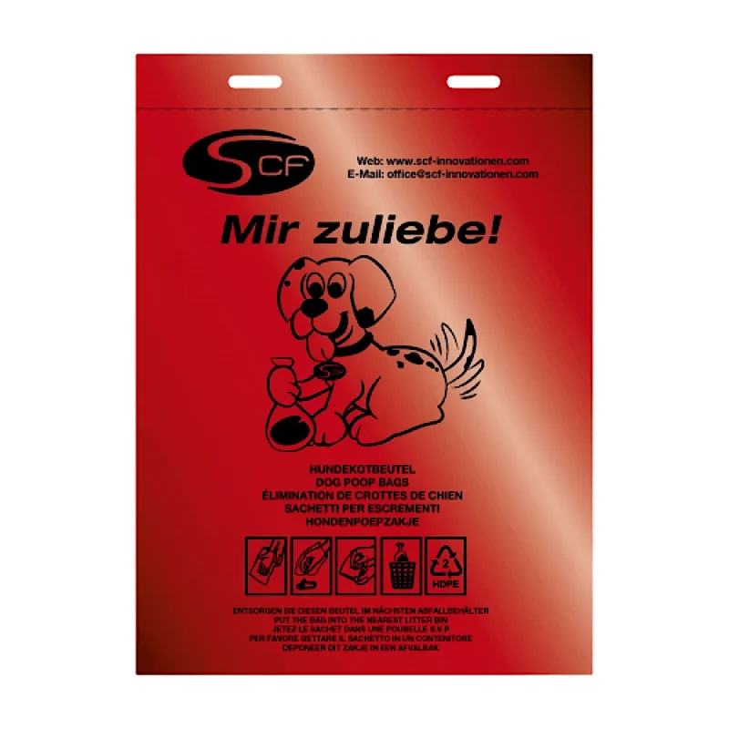 Hundekotbeutel Br. 250 x L. 320 mm, Dicke 15µ, rot, geblockt, (VE 192.000 Beutel)