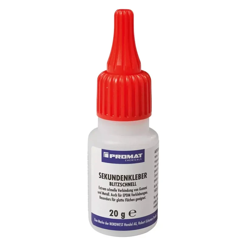 Sekundenkleber, Inhalt 20 g, verklebt blitzschnell Kunststoffe/Metalle, für Elektrik/Maschinenbau, Flasche