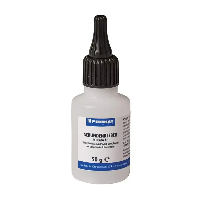 Sekundenkleber, Inhalt 50 g, schlagzäh, für Gummi/Kunststoff, Flasche
