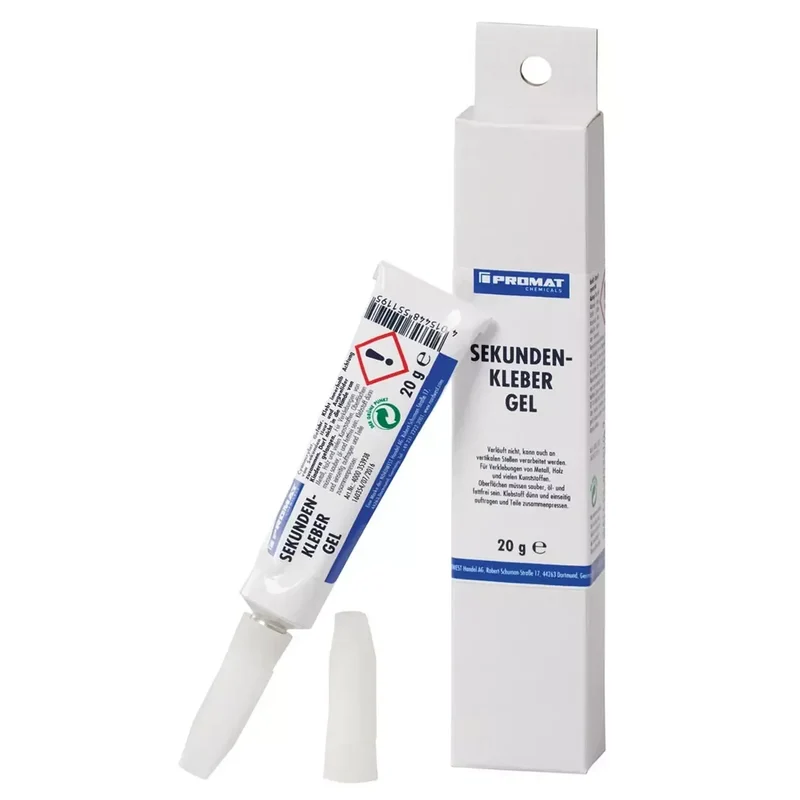 Sekundenkleber, Inhalt 20 g, universal Sofortklebstoff-Gel zur Klebung von Metallen, für Modellbau/Möbelindustrie, Tube