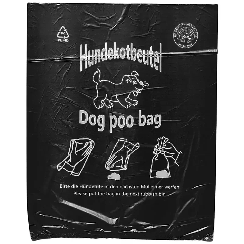 Hundekotbeutel Br. 250 x L. 310 mm, Dicke 13µ, schwarz, geblockt, (VE 48.000 Beutel)