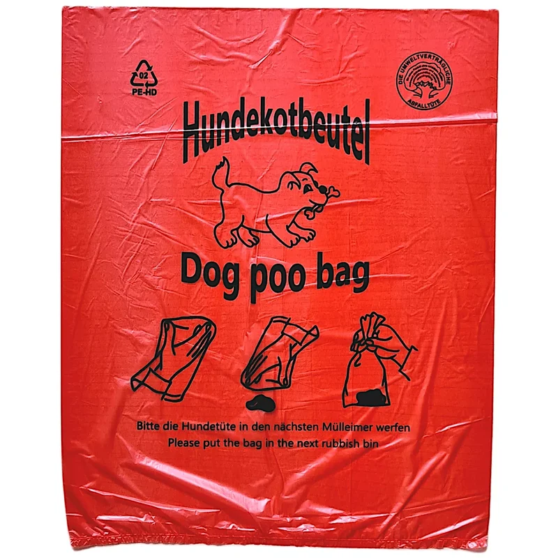 Hundekotbeutel Br. 250 x L. 310 mm, Dicke 13µ, rot, geblockt, (VE 300.000 Beutel)