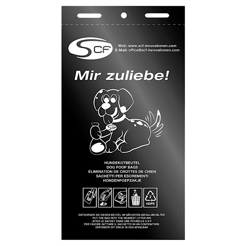 Hundekotbeutel Br. 200 x L. 320 mm, Dicke 15µ, schwarz, geblockt, (VE 60.000 Beutel)