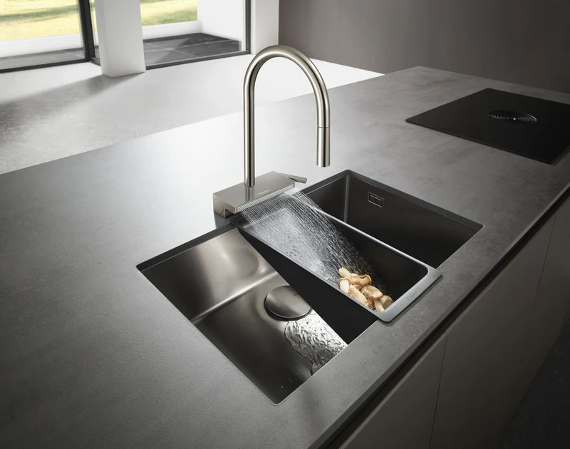 Hansgrohe Multifunktionssieb F14 für Küchenspülen – Mattschwarz, Kunststoff