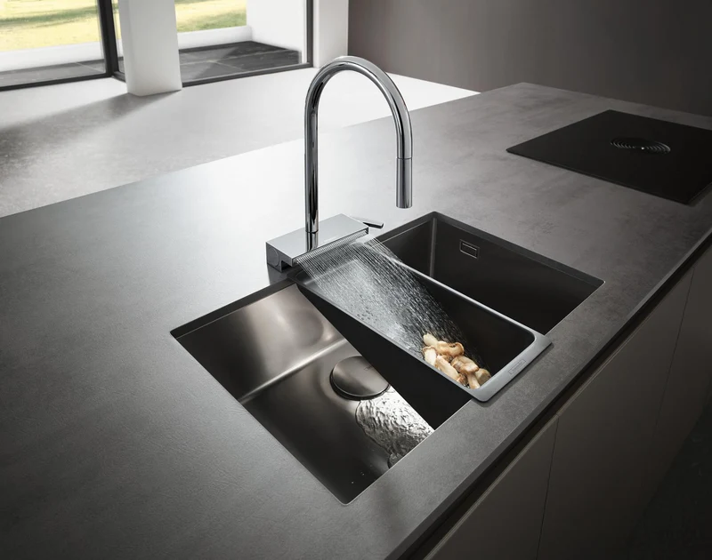 Hansgrohe Multifunktionssieb F14 für Küchenspülen – Mattschwarz, Kunststoff