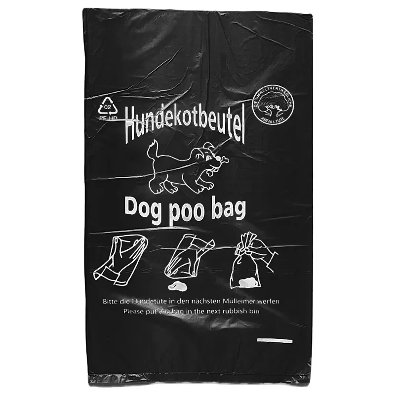 Hundekotbeutel Br. 200 x L. 320 mm, Dicke 13µ, schwarz, geblockt, (VE 300.000 Beutel)