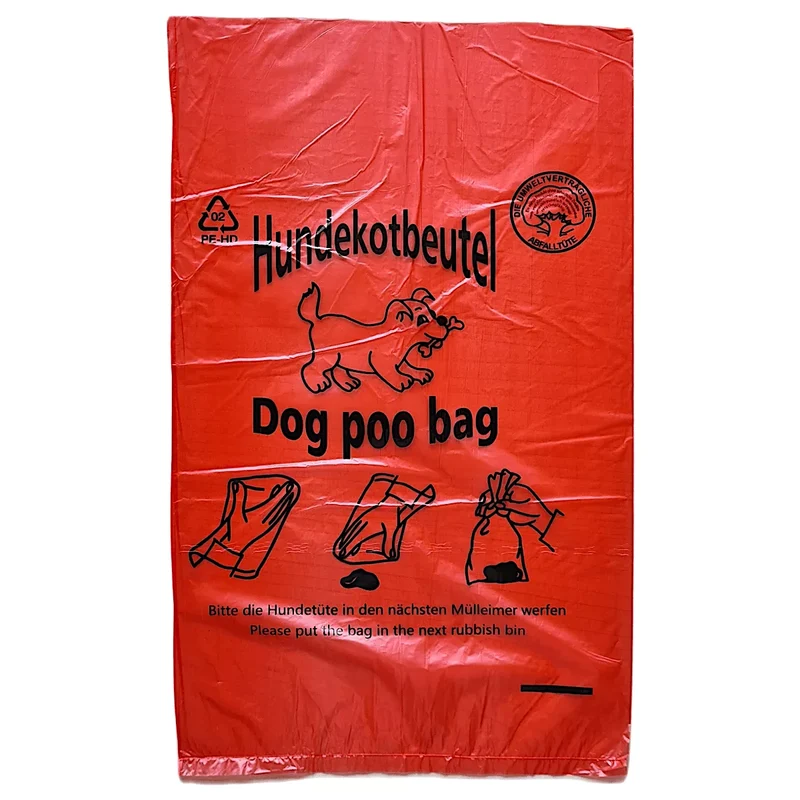 Hundekotbeutel Br. 200 x L. 320 mm, Dicke 13µ, rot, geblockt, (VE 300.000 Beutel)