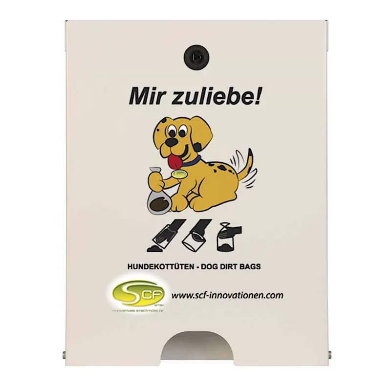 Hundekotbeutelspender Flexi, aus feuerverzinkter Stahl, pulverbeschichtet, verkehrsweiß 9016