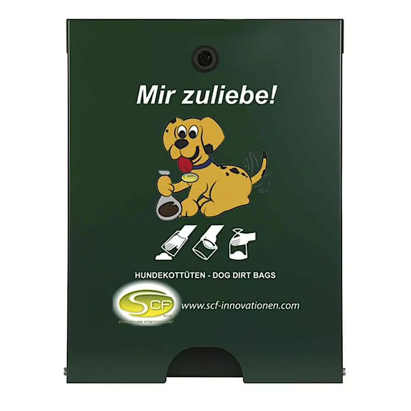 Hundekotbeutelspender Flexi, aus feuerverzinkter Stahl, pulverbeschichtet, moosgrün 6005
