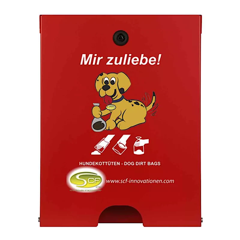 Hundekotbeutelspender Flexi, aus feuerverzinkter Stahl, pulverbeschichtet, verkehrsrot 3020