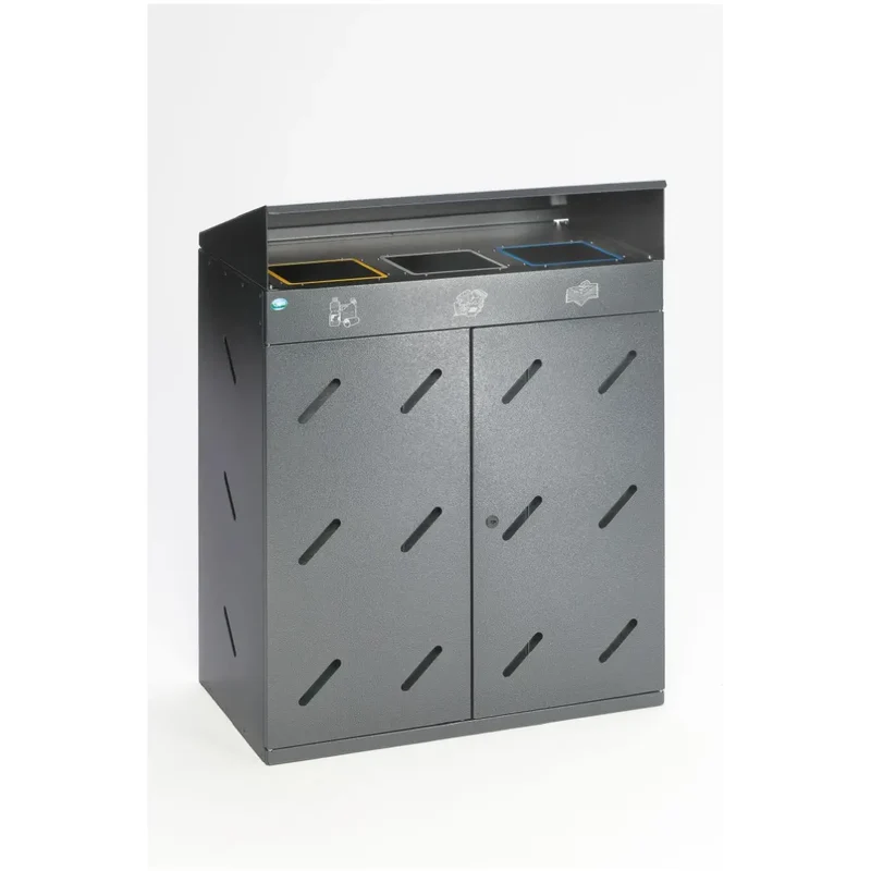 Wertstoffsammelstation WS 89 3-Fach 300 Liter antik-silber