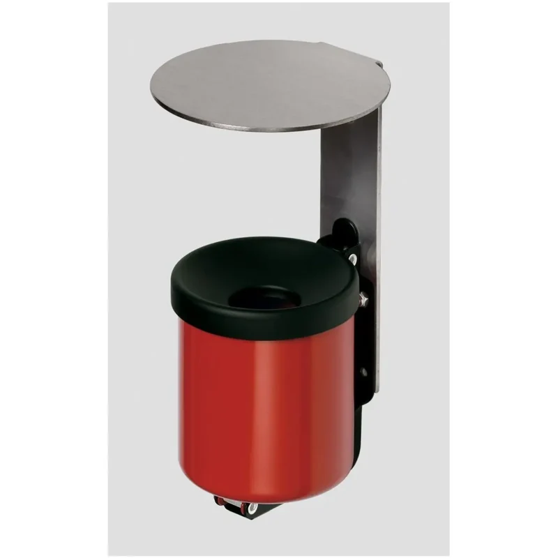 Wandascher WH 10 rot mit Edelstahl-Dach