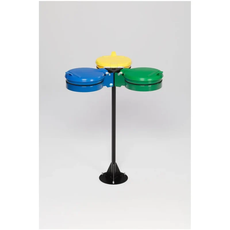 Müllsackhalter 3-fachStandgerät in Plastik grün mit Kunststoff-Deckel