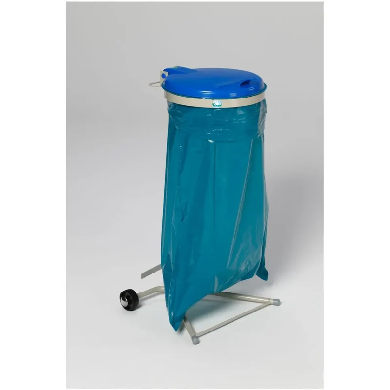 Müllsackständer WS 120 fahrbar (2 Rollen) KS-Deckel blau