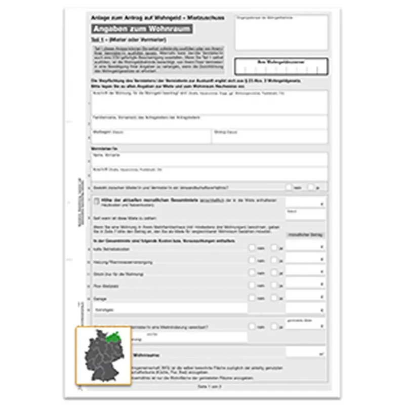 Angaben zum Wohnraum (Mecklenburg-Vorpommern), A4, 3000 Stück