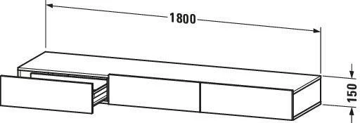 DURAVIT SchKa-Ablage DuraStyle 440x1800x150mm 3 Schubkästen,Eiche