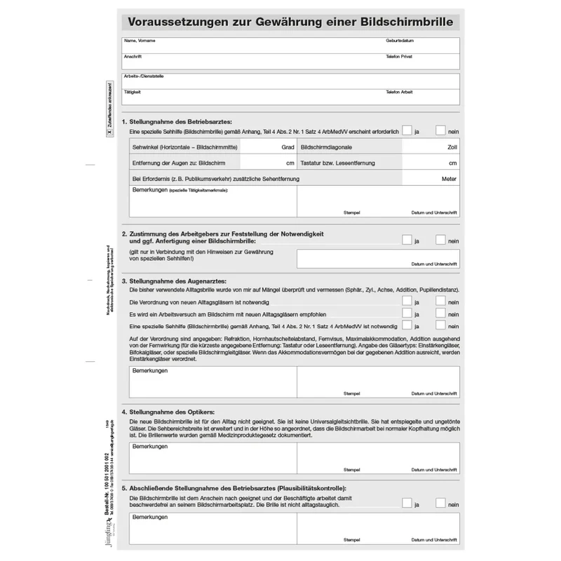 Gewährung einer Bildschirmbrille, 1000 Block