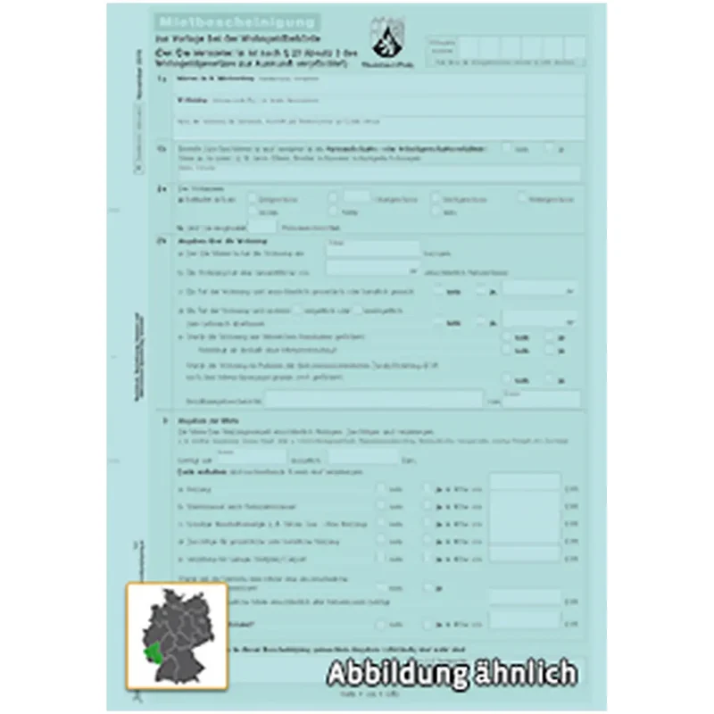 Mietbescheinigung, A4 blau, 1000 Stück