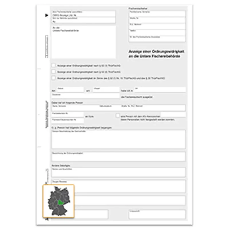 Anzeige Ordnungswidrigkeit Fischereibehörde, 100 Satz