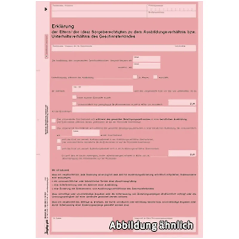 Erklärung zum Ausbildungs- / Unterhaltsverhältnis des Geschwisterkindes, A4, 80 Stück