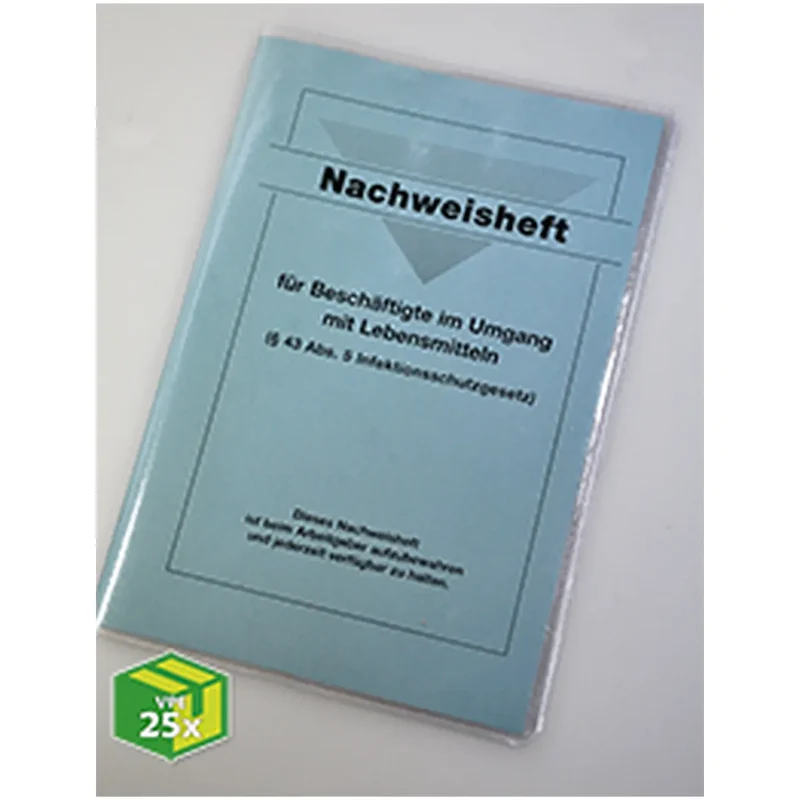 Hülle für Nachweisheft (100 515 7402 001) für Beschäftigte im Umgang mit Lebensmitteln, VKE 25 Stück, 4 VKE
