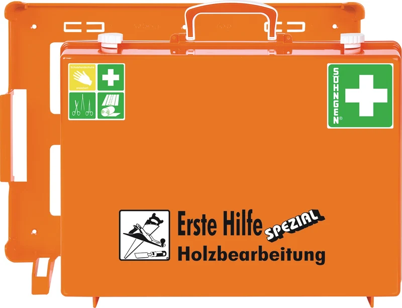 SÖHNGEN Erste Hilfe Koffer Beruf SPEZIAL Holzbearbeitung – DIN 13157-2021 mit Zusatzbefüllung