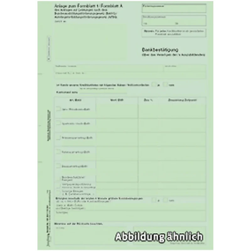 Bankbestätigung (über das Vermögen des Auszubildenden) (BAföG/AFBG), A4, 80 Stück