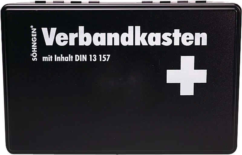 SÖHNGEN Betriebsverbandkasten klein KIEL – DIN 13157-2021, schwarz, Kunststoff