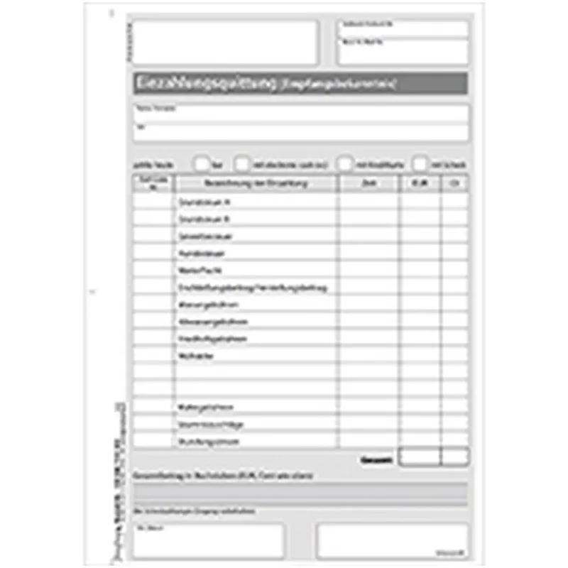 Quittung mit eingedr. Forderungen (Steuern/Abgaben), mit Block-/Blatt-Nr., Block, A5, 50 Satz, 2-fach, 10 Block