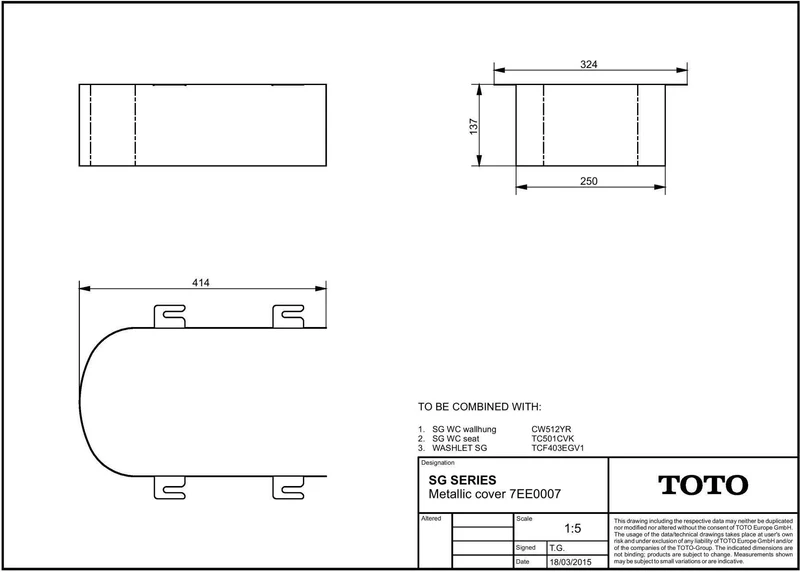 TOTO Metallabdeckung für SG Wand-WC CW512YR, silber – Edelstahl-Abdeckung für wandhängende WCs
