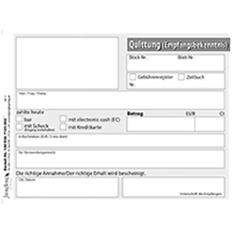 Quittung für eine Forderung mit Block-/ Blatt-Nr., Block, A6, 50 Satz, 2-fach, 40 Block