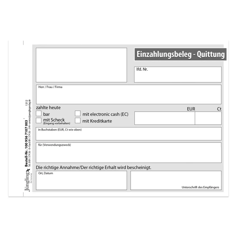 Quittung für eine Forderung, mit laufender Nummer, Block, A6, 50 Satz, 3-fach, 80 Block