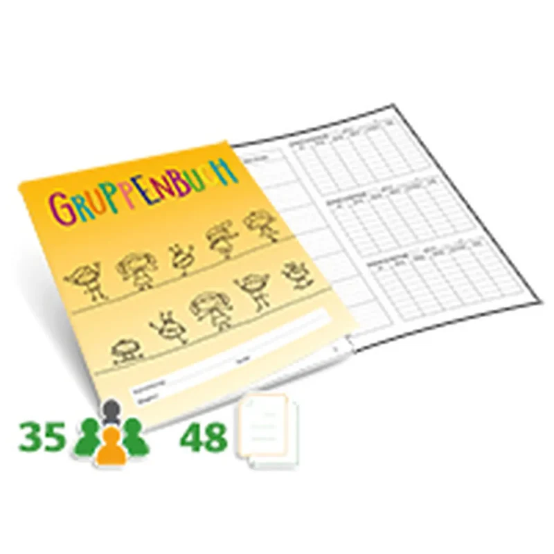 Gruppenbuch, 48 Seiten, Version für Gruppen bis 35 Kinder + pädagogische Betreuungsinhalte, 40 Heft