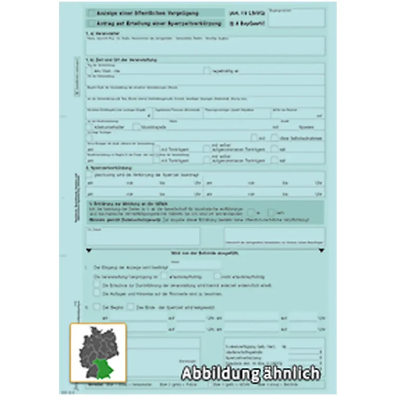 Anzeige Art. 19 LStVG und Sperrzeitverkürzung (Bayern), A4 4-fach, 300 Satz