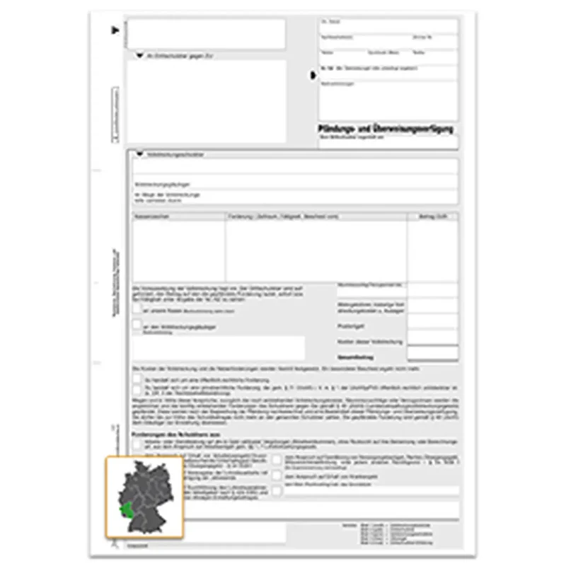 Pfändungs- und Überweisungsverfügung Lohnpfändung (Rheinland-Pfalz), A4 5-fach, 25 Satz