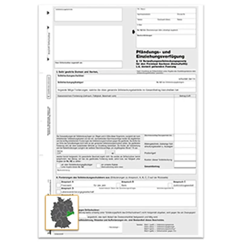 Pfändungs- und Einziehungsverfügung Kontenpfändung (Sachsen), A4 4-fach, 1000 Satz