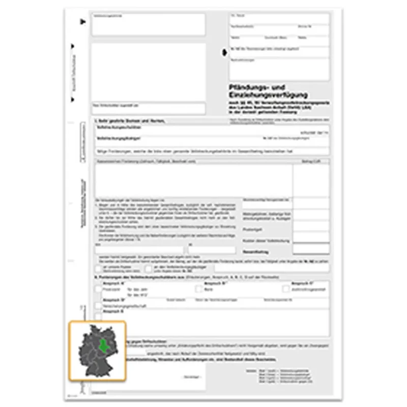 Pfändungs- und Einziehungsverfügung Kontenpfändung/diverse Ansprüche (Sachsen-Anhalt), A4 4-fach, 50 Satz