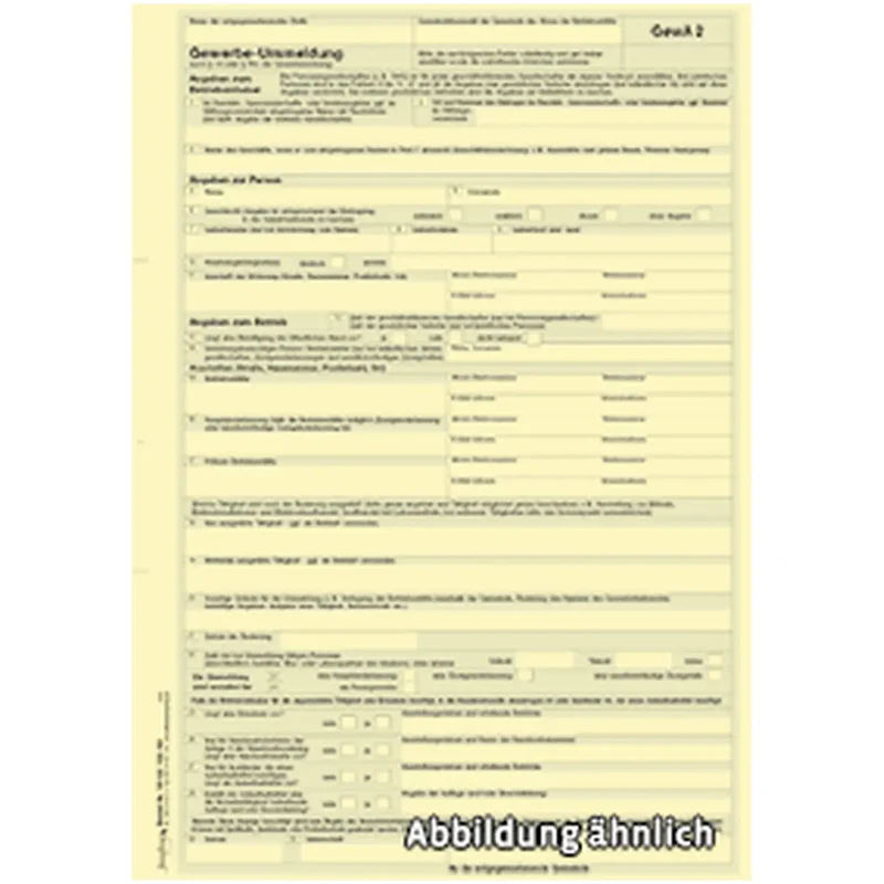 GewA2 (Gewerbeummeldung), A4 2-fach, 1000 Satz