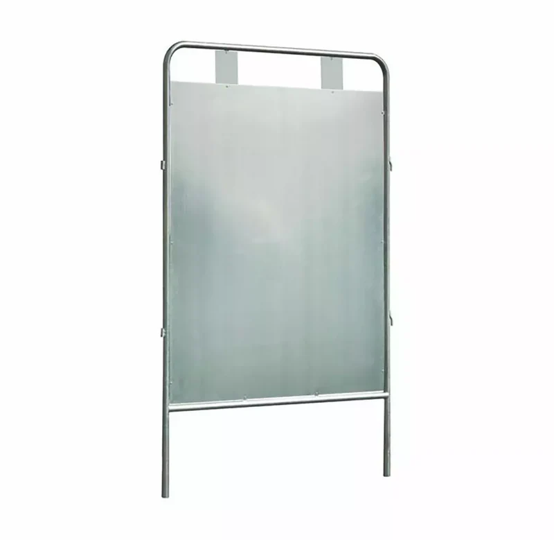 Plakattafel-komplett B.1000 x H.1700 aus Blech 12/10 und Stahlrohr 35 mm, verzinkt, zinkgrau