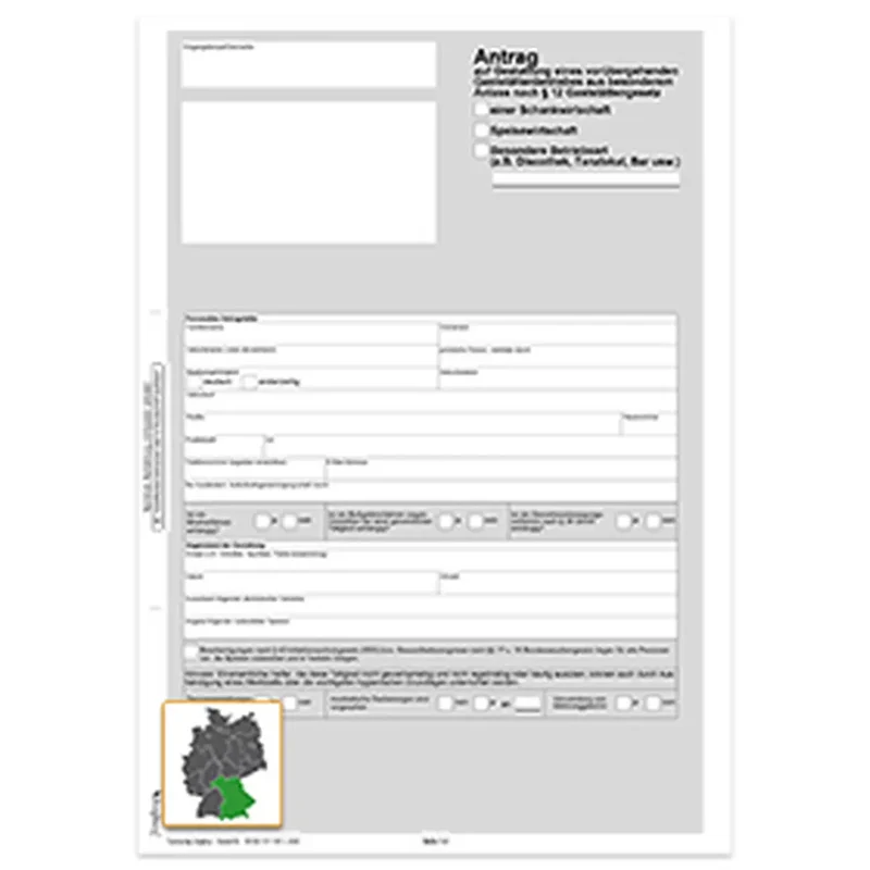 Antrag § 12 Abs.1 GastG, A4, 100 Satz