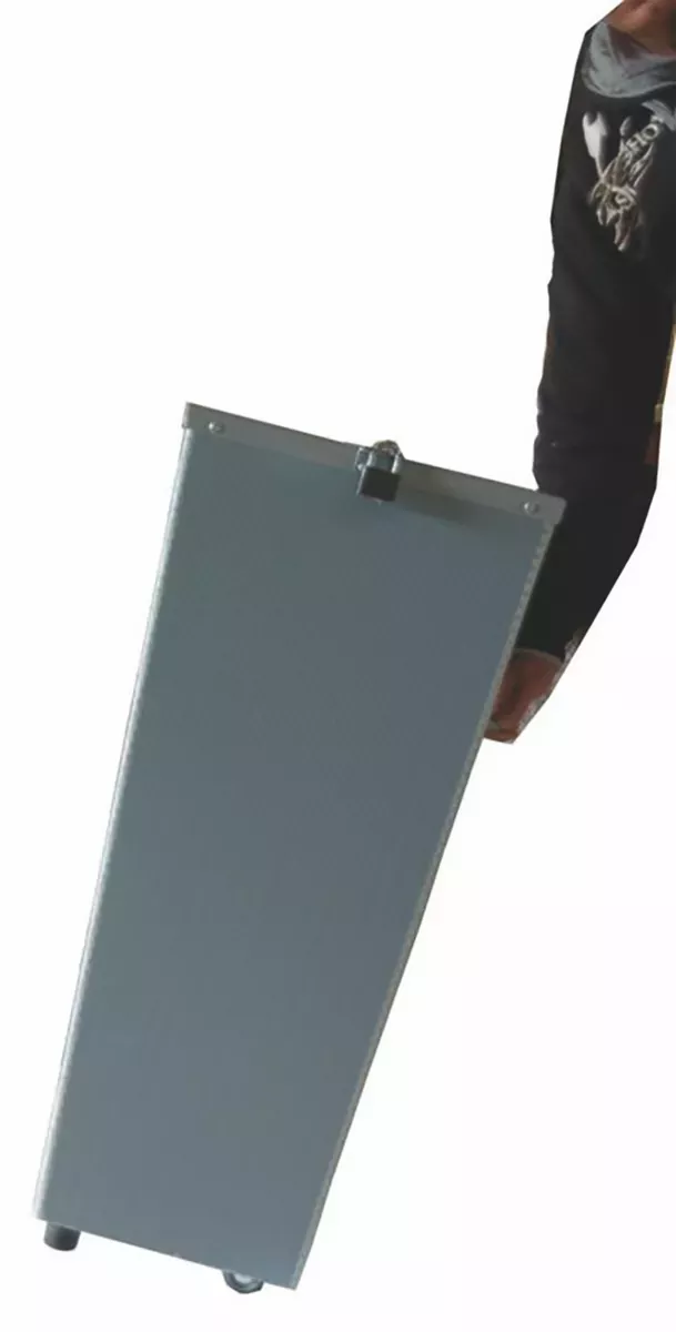 Wahlurne aus Kunststoff 120L, H.90 x B.45 x T.45 cm mit Einwurfschlitz und Verschluss 25 x 2 cm, hellgrau mit Vorhängeschloßvorrichtung mit Rollen