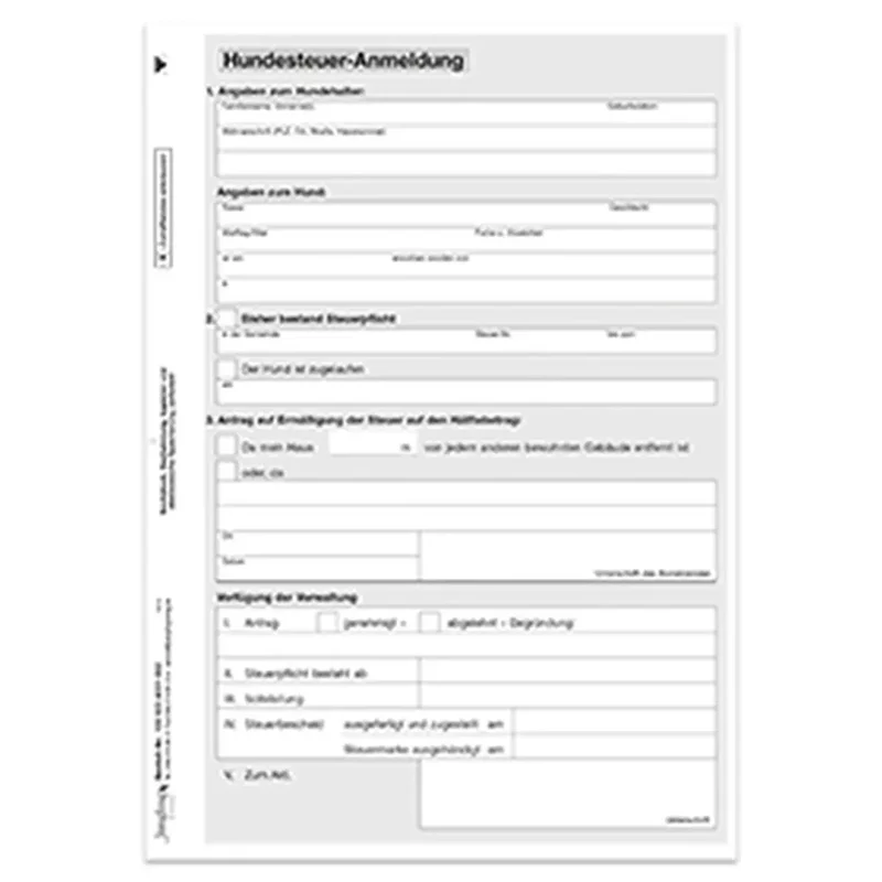 Hundesteuer-Anmeldung mit SEPA-Lastschriftmandat, DIN A5, 2fach, 25 Satz