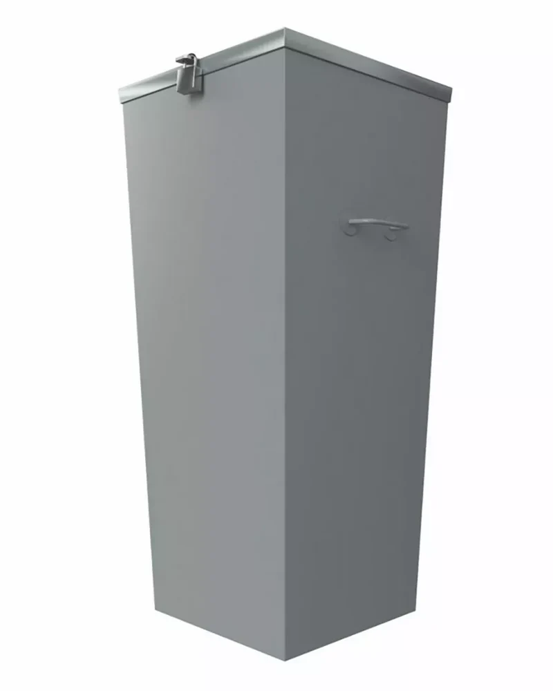Wahlurne aus Kunststoff 100L, H.90 x B.40 x T.40 cm mit Einwurfschlitz und Verschluss 25 x 2 cm, hellgrau mit Vorhängeschloßvorrichtung