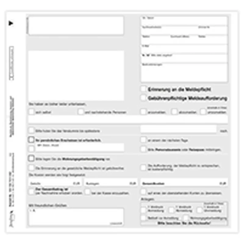 Erinnerung an die Meldepflicht, Gebührenpflichtige Meldeaufforderung, 2/3 A4, 2-fach SD, 100 Satz